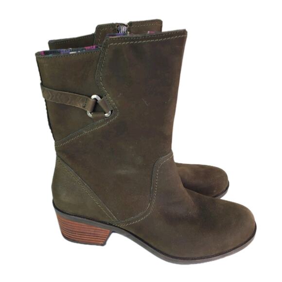 TEVA FOXY MID CALF WOMEN BOOTS LEATHER OLIVE GREEN US SZ 10 ZIPPER - Picture 3 of 12